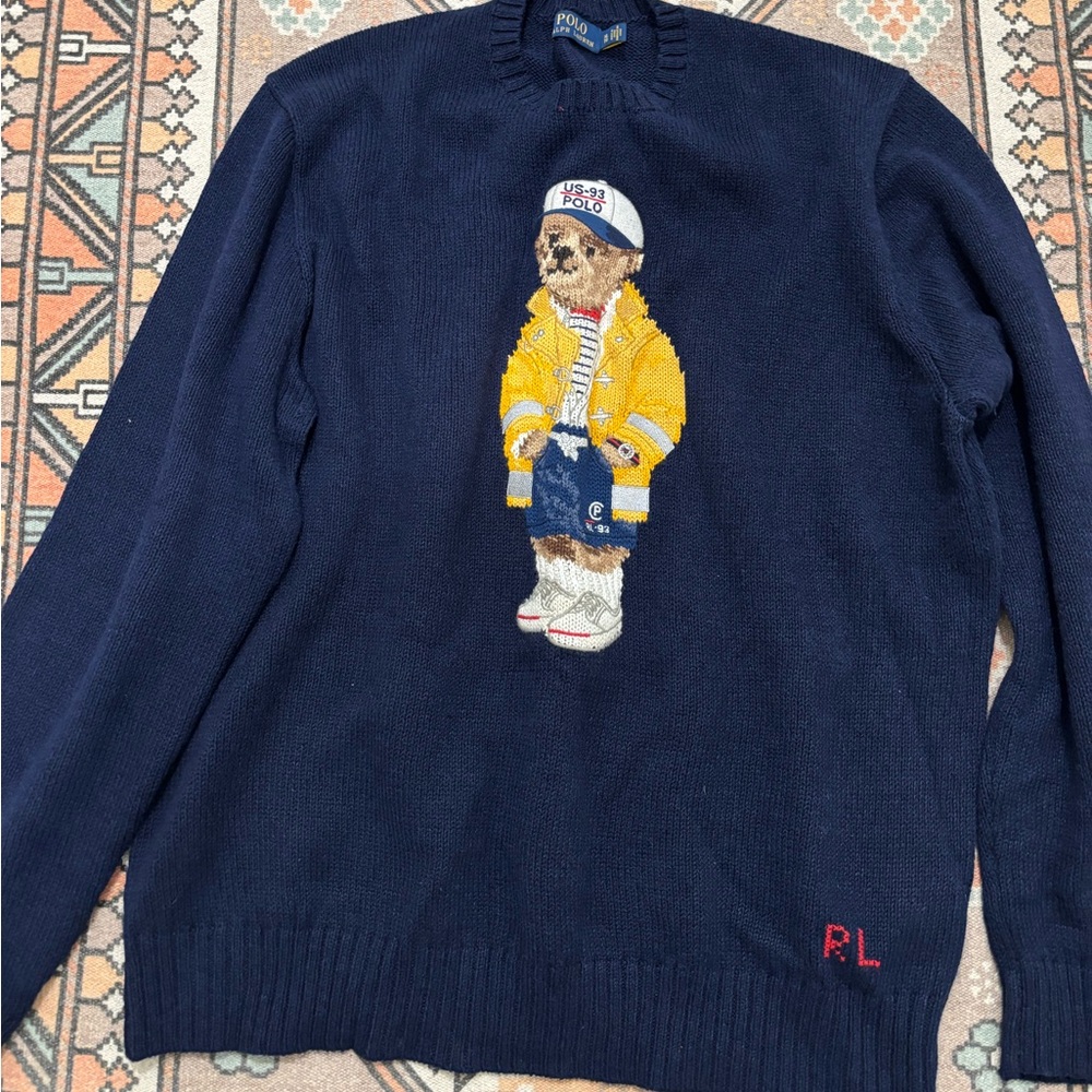 Polo by Ralph Lauren Navy Sweater with Bear Design